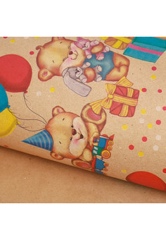 Бумага упаковочная крафтовая «Медвежата», 50 × 70 см 3020890