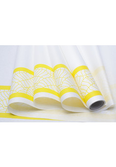 Бумага белая крафт 50г/м2, 70см x 10м Кайма Листья цветные желтый