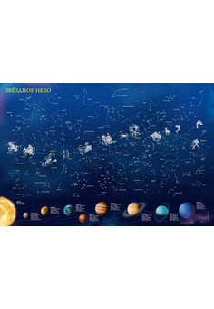 Звездное небо/Созвездия, светящиеся в темноте 90х60 настенная карта (изд. ДонГИС)
