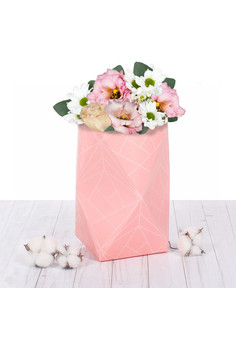 Коробка–ваза для цветов «Геометрия на розовом», 11 х 11 х 22 см 3243925