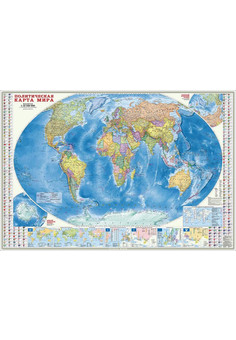 Мир Политический + Инфографика М1:18,5 млн 107х157  настенная карта (изд. ГЕОДОМ)