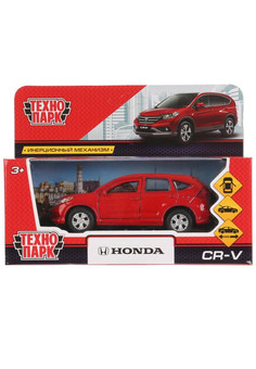 Машина металл HONDA CR-V длина 12 см, двери, багаж, инерц, красный, кор. Технопарк в кор.2*36шт