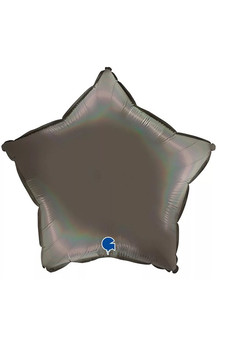 G 18 Звезда Темно-серый платина голография / Star Rainbow Holographic Platinum Grey / 1 шт /, Фольгированный шар (Италия)