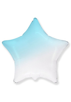И 18 Звезда Бело-Голубой градиент / Star White-Blue gradient / 1 шт /, Фольгированный шар (Испания)