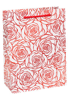 Dream cards Пакет подарочный с мат. лам. Ажурные розы, красные 18х23х14 см, 210 г ППК-1810
