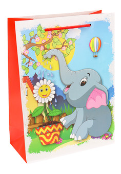 Dream cards Пакет подарочный с мат. лам. Заботливый слоник 26х32х10 см (L),210 г ПКП-3479
