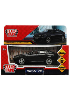 Машина металл BMW X6 длина 12 см, двери, багаж, инер, черный, кор. Технопарк в кор.2*36шт