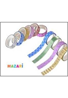 Лента клейкая декор. с блестками,10 разноцветных роликов, размер 3 метра х 1.5 см