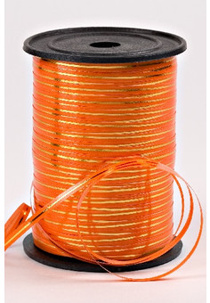 Лента с золотой полосой Подарочная Декоративная  - 0.5х250у Оранжевая А0530