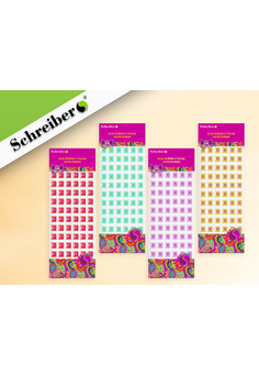 Наклейки-стразы акриловые КВАДРАТНЫЕ, 10х22 см., 10 видов в ассортименте., S 2087