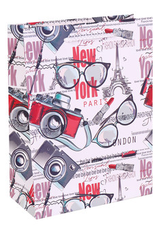 Пакет подарочный бумажный ГОРОДА, 32x26x10 см