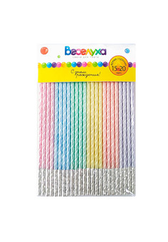 Свечи тортово-коктейльные Макаронс (Ассорти)  / 24 шт., 15 см /