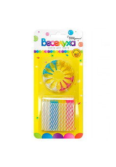 Свечи тортовые классические (Ассорти) с держателями / 24 шт., 6 см /