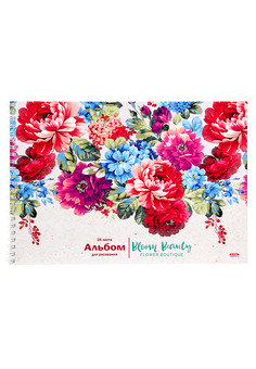 Альбом для рисования А4 24л. ПРЕКРАСНЫЕ ЦВЕТЫ (24-4423)на гребне