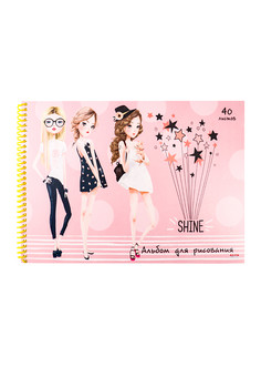 Альбом для рисования А4 40л. БЛЕСК СТИЛЯ (40-5074) цвет.спир.,1 диз в спайке,офсет