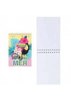 БЛОКНОТ А6 40л. на гребне ТУКАН И ТРОПИЧЕСКИЕ ЦВЕТЫ (Б40-5884) ассорти, цвет.мелов.обл,офсет, клетка