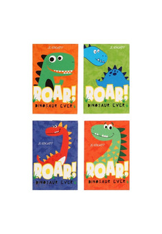 Блокнот А7 16л. на скрепке ЗАБАВНЫЕ ДИНОЗАВРЫ (Б16-0524) обл.-мелов. картон, блок-офсет