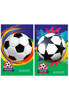 БЛОКНОТ А7 48л. ФУТБОЛЬНЫЕ МЯЧИ (Б48-6069) (КБС, цвет.мелов.обл, блок-офсет)