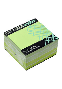 Бумага для заметок с липким слоем , 76х76 мм, зеленая пастель, 450 л., INDEX