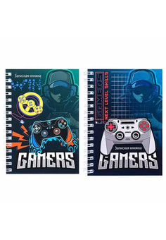 Записная книжка А6, 80л. КРУТЫЕ ДЖОЙСТИКИ (80-1433) на гребне, обл. мелов. картон