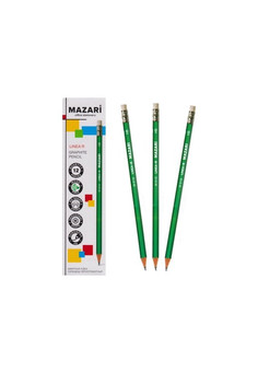 Карандаш чернографитный пластиковый, LINEA R, HB, с ластиком, корпус шестигранный, зеленый, картонна