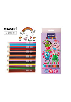 Карандаши цветные деревянные MONSTER, 24цв., шестигранный корпус, d грифеля = 2.65 мм, картонная упа