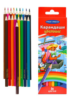 Карандаши цветные,  гексаг.,набор, КОТ-РЫБАК (К-8301)18шт,18цв,гриф. d=2,8 мм,в карт.короб.кратно 8