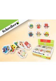 Ластик СОВУШКА, 4х3,5 см, 6 дизайнов в ассортименте NEW