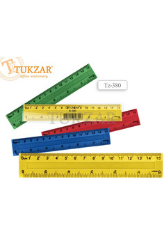 Линейка пластиковая цветная 15 см, с двойной шкалой, в упаковке