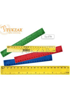 Линейка пластиковая цветная 20 см, с двойной шкалой, в упаковке