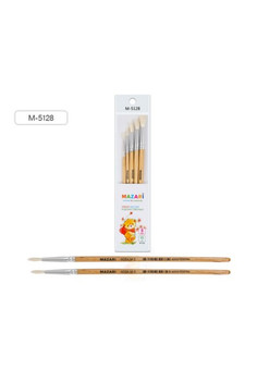 Набор кистей художественных, 5шт (№ 2, 3, 4, 5, 6 круглые), коза, обойма обжимная, ручка деревянная,