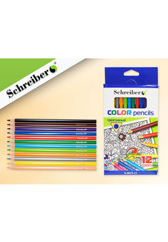 Набор цветных карандашей, 12 цветов., пластик.корп., 17,5 см., картонная коробка
