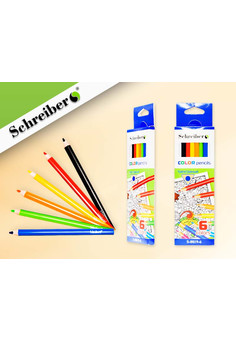 Набор цветных карандашей, 6 цветов., пластик.корп., 17,5 см., картонная коробка