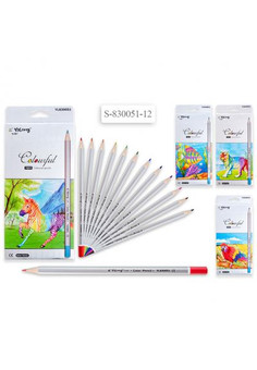Набор цветных карандашей,12 цветов, шестигранный серебряный корпус, упаковка с объемным рисунком и в
