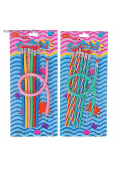 Набор чернографитных карандашей, гнущиеся, пластиковые, HB, заточенные, с ластиком, цвет корпуса асс