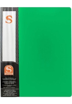 Папка с 10 файлами, форзац, ф.А4, зеленая, (SPONSOR), арт.SDB10/GN
