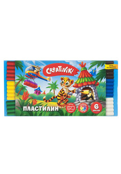 Пластилин Creativiki 6 цв. 90 г ассорти со стеком