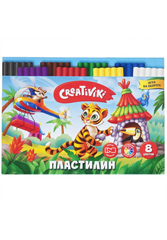 Пластилин Creativiki 8 цв. 120 г ассорти со стеком