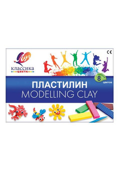 Пластилин Луч КЛАССИКА 8 цв. 160 г ассорти со стеком