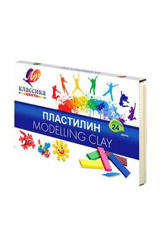 Пластилин Луч КЛАССИКА 24 цв. 480 г ассорти со стеком