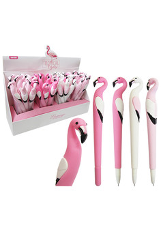 Ручка шариковая MY FLAMINGO, СИНЯЯ, пулевидный пиш.узел 0.7мм, корпус пластиковый цветной, сменный с