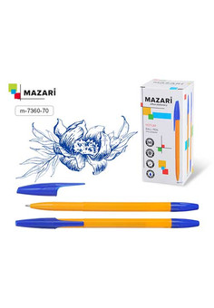 Ручка шариковая NOTUM, СИНЯЯ, игольчатый пиш.узел 0.8мм, корпус пласт. шестигранный оранж.,упак.50шт