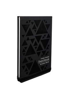 Скетчбук А5, 80л, ЧЁРНЫЕ ТРЕУГОЛЬНИКИ (80-0585) 7БЦ, переплет сверху, мат. ламин. лак, резинка