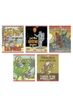 Тетради А5 48л. Скрепка. Клетка. Винтажные комиксы