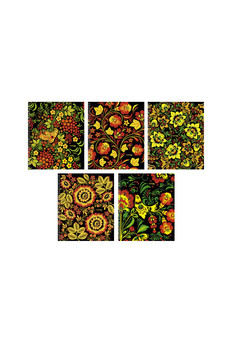 Тетради А5 96л. Гребень. Клетка. Русский Стиль (орнамент) 96л, (гребень), 5 видов