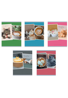 Тетрадь А5- 48л. Скрепка. Клетка. Вкусные кошки