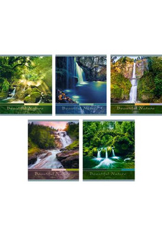 Тетрадь А5 48л. Скрепка. Клетка. Водопады (хромэрзац) 48 л., 5 видов