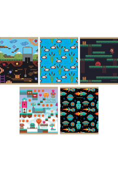 Тетрадь А5- 48л. Скрепка. Клетка. Пиксельный мир