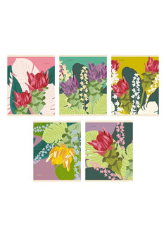 Тетрадь А5- 48л. Скрепка. Клетка. Тропические цветы