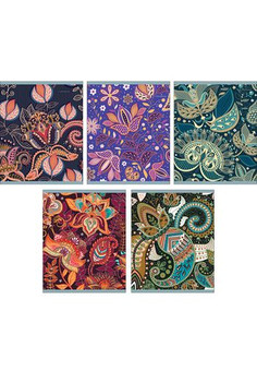 Тетрадь А5 48л. Скрепка. Клетка. Цветочные узоры (хромэрзац) 48л